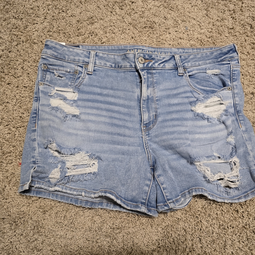 American Eagle Outfitters Light Blue Distressed Denim Shorts